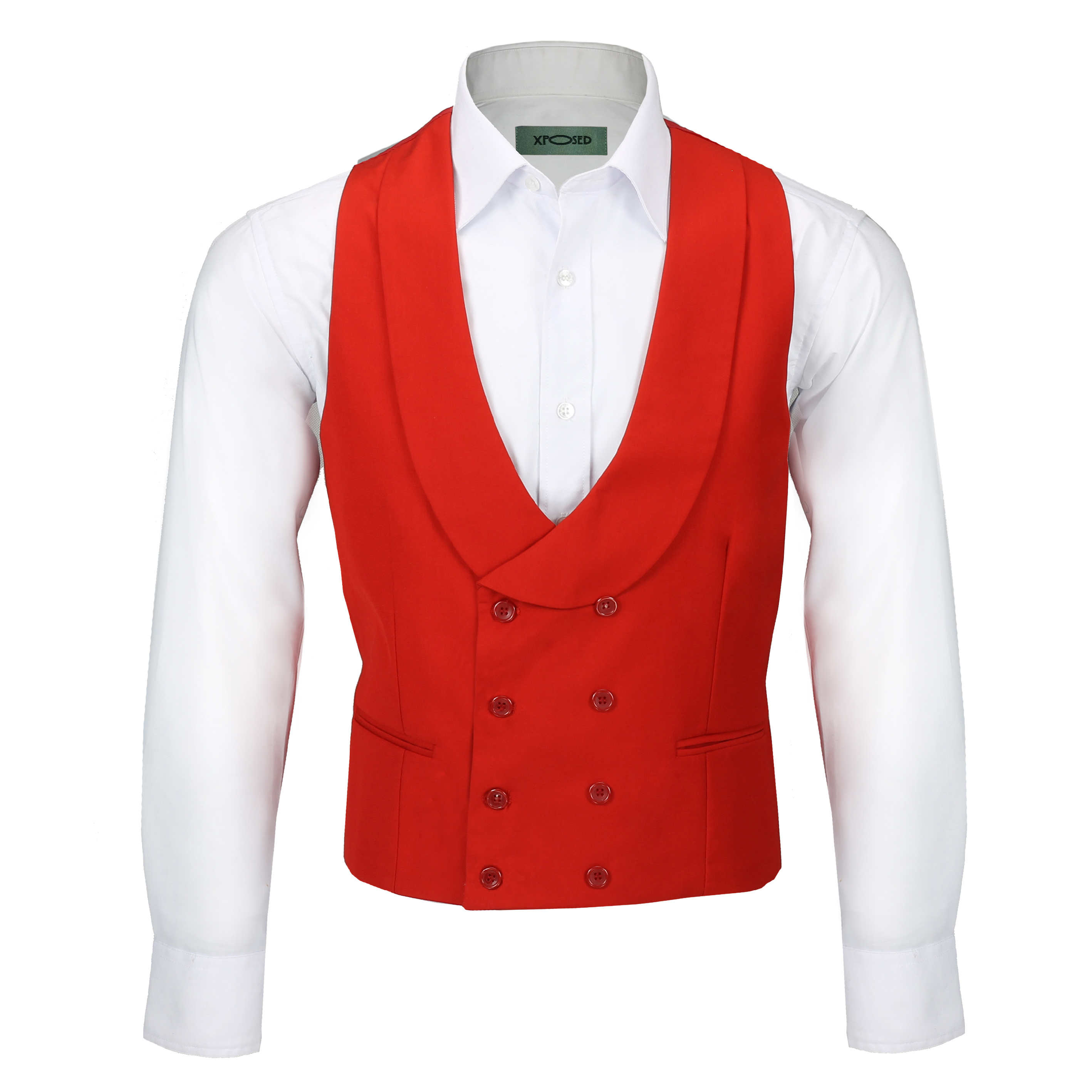 Mens Double Breasted Shawl Lapel Waistcoat Tailored Smart Wedding Dress